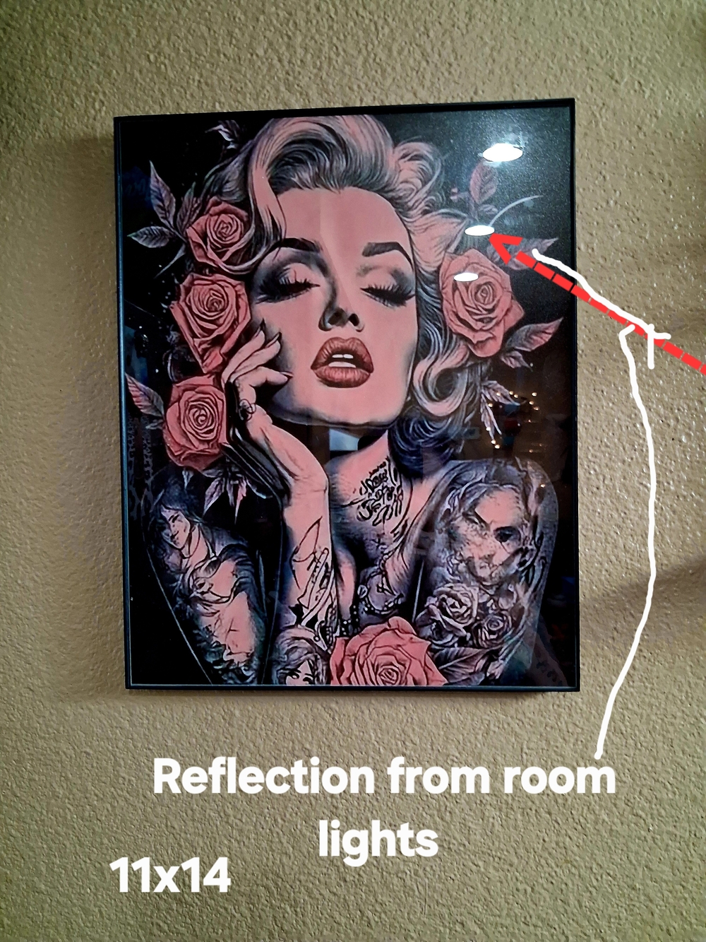 Framed Pop Art Floral Portrait Wall Decor – Pink Black